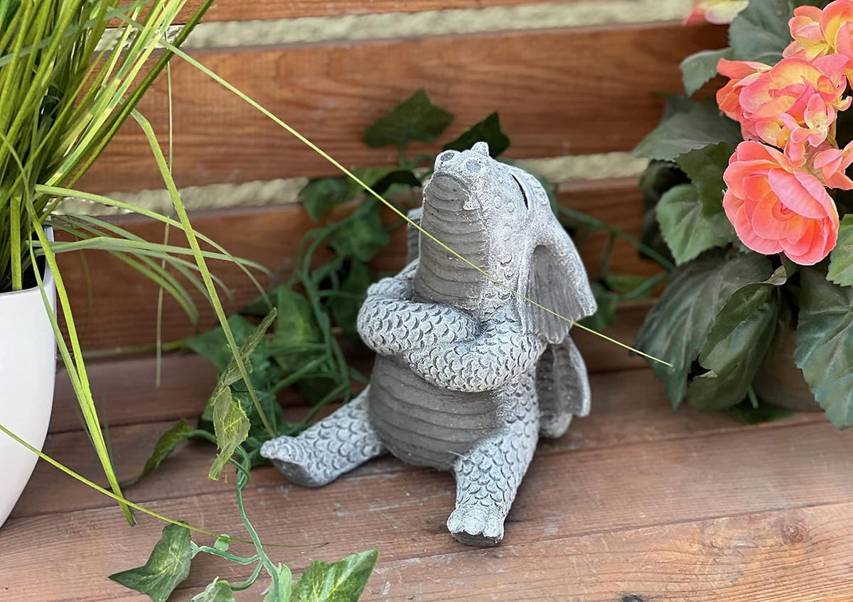 STEINFIGUR Trotzdrache Drache frostfest Steinguss - Grau, Stein (12/14/12cm) - stoneandstyle