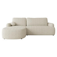 ECKSOFA Loridu Cord, Seite: Links - Schwarz/Naturfarben, Holz/Kunststoff (250/174cm) - MIRJAN24