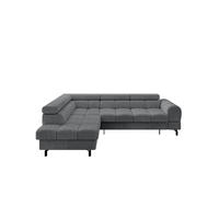 ECKSOFA mit Schlaffunktion Ottomane Links LUMA-L 272x203x70 Dunkelgrau Cord - Graphitfarben/Schwarz, Holzwerkstoff/Kunststoff (272/203cm) - ALTDECOR