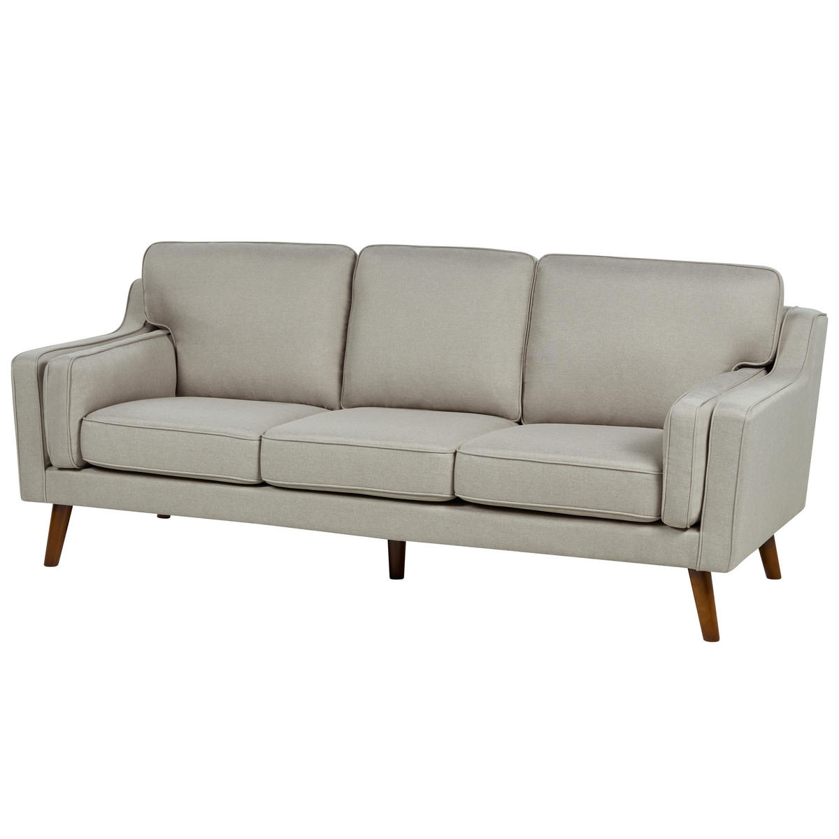 3-SITZER-SOFA beige Lokka - Beige/Dunkelbraun, Textil (204/85/83cm) - Beliani