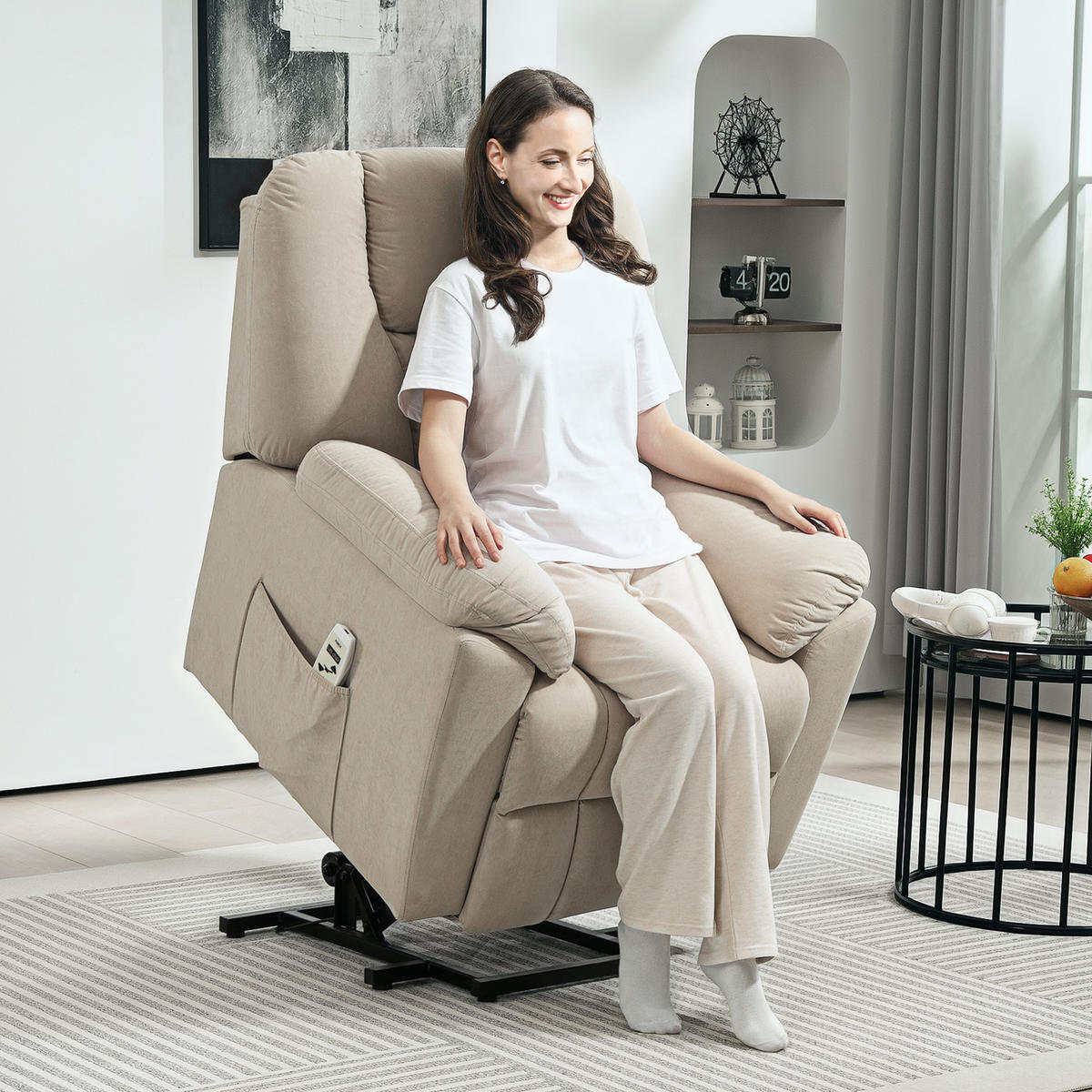 MASSAGESESSEL DE-15427 elektrisch mit Massage, Heizung und USB Beige - Beige, Metall (88/101/93cm) - ComfortXL