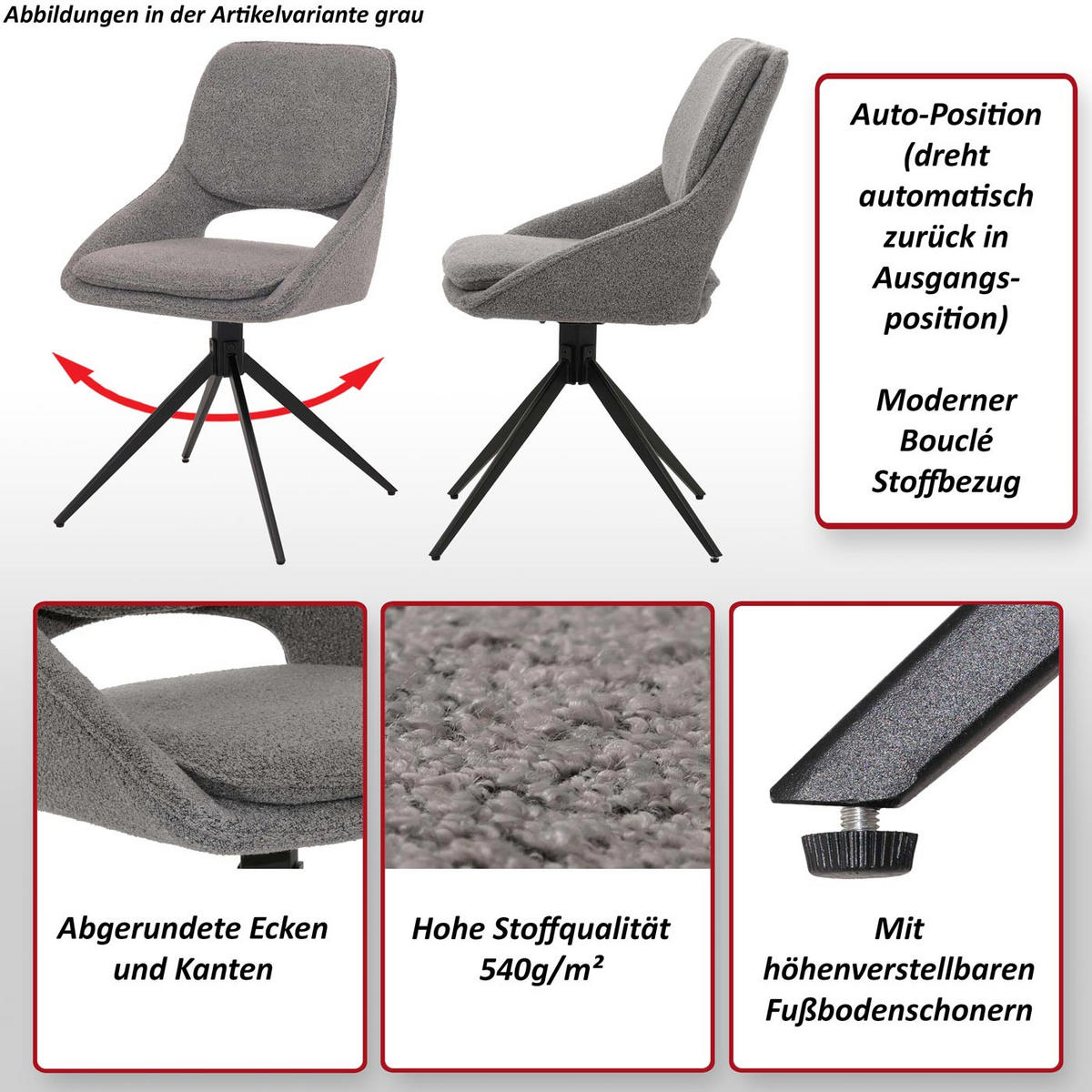 ESSZIMMERSTUHL Cremeweiß 2er-Set - Weiß, Textil (55/87/55cm) - MCW