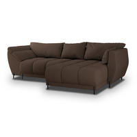 ECKSOFA VESTANO R-S Braun Boucle-Stoff mit Schlaffunktion - Braun, Holz (287/182cm) - MASSENO