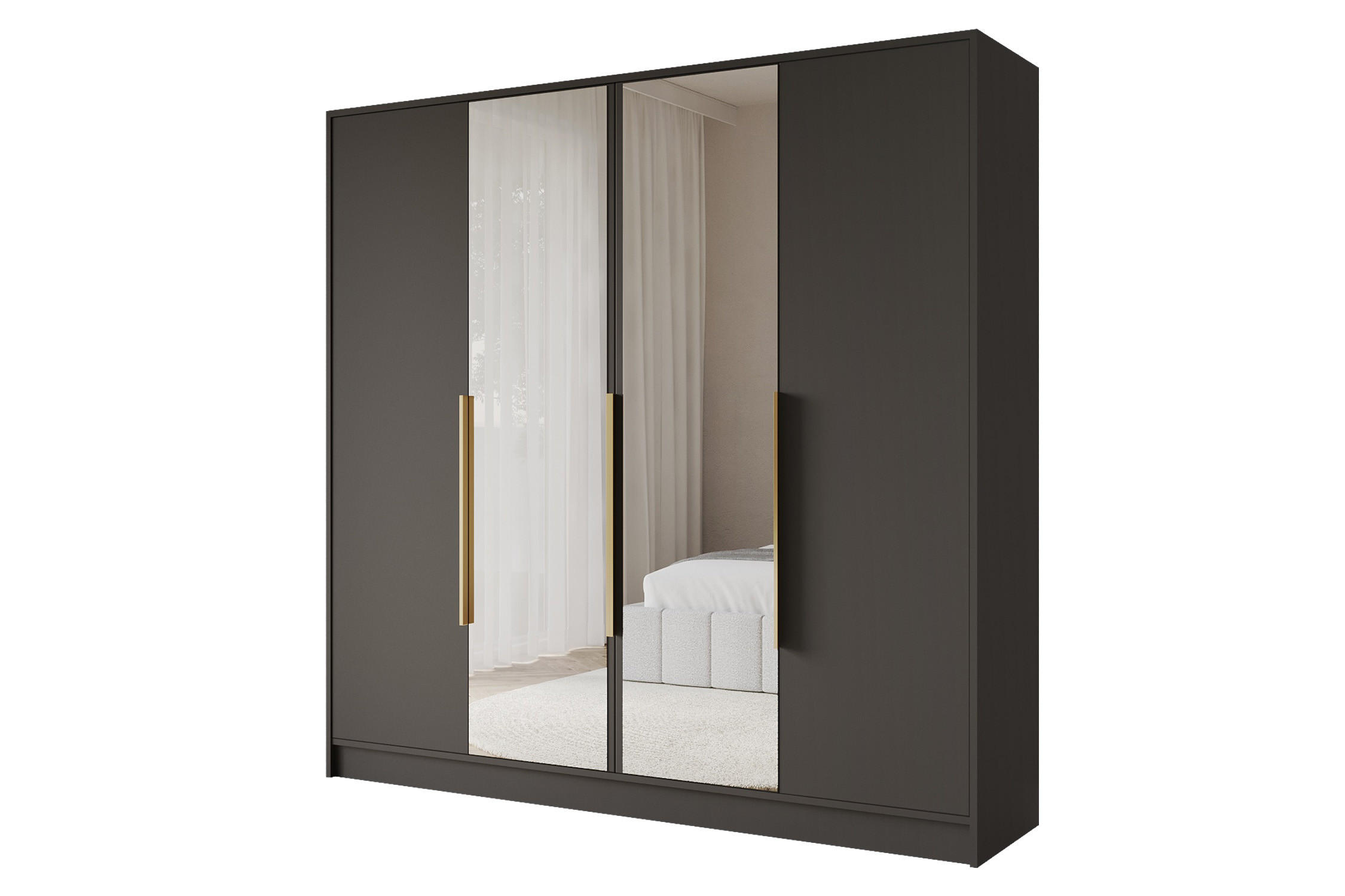 KLEIDERSCHRANK - LUSSO - 200 - Schwarz - Schwarz Hochglanz/Schwarz, Holzwerkstoff (200/200/51cm) - ALTDECOR