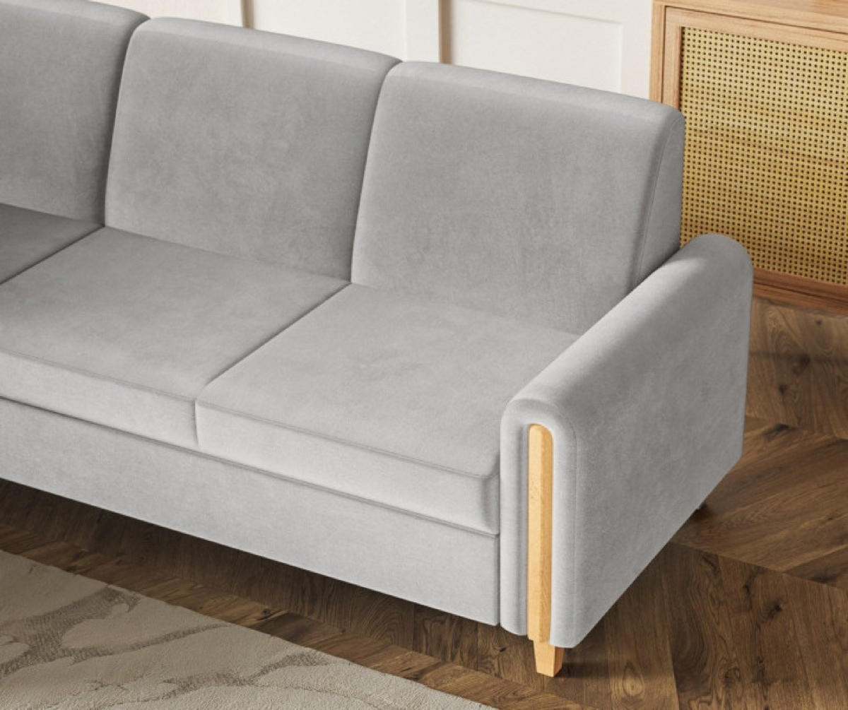 ECKSOFA Grau FLORA Hydrophobe Amon Stoff Links - Grau, Textil (236/172cm) - Sepro Meble