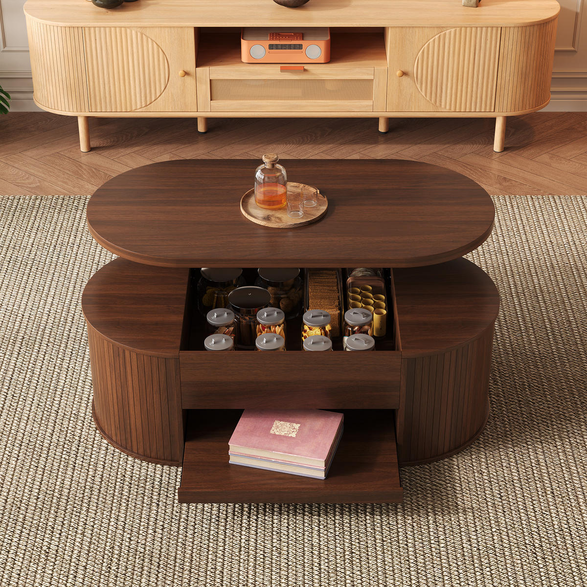 COUCHTISCH Liftfunktion Stauraum Holz - Naturfarben, Holz (55.5/110/40cm) - LEBENLANG