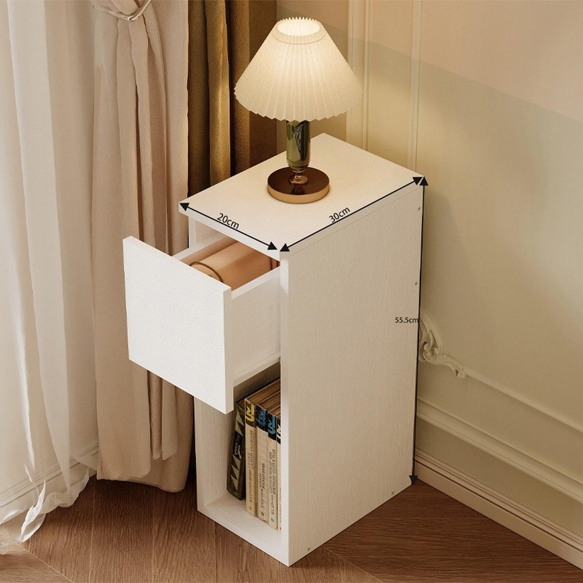 NACHTTISCH, weiß 20/55/30 cm - Weiß, Holzwerkstoff (50/12/38cm)