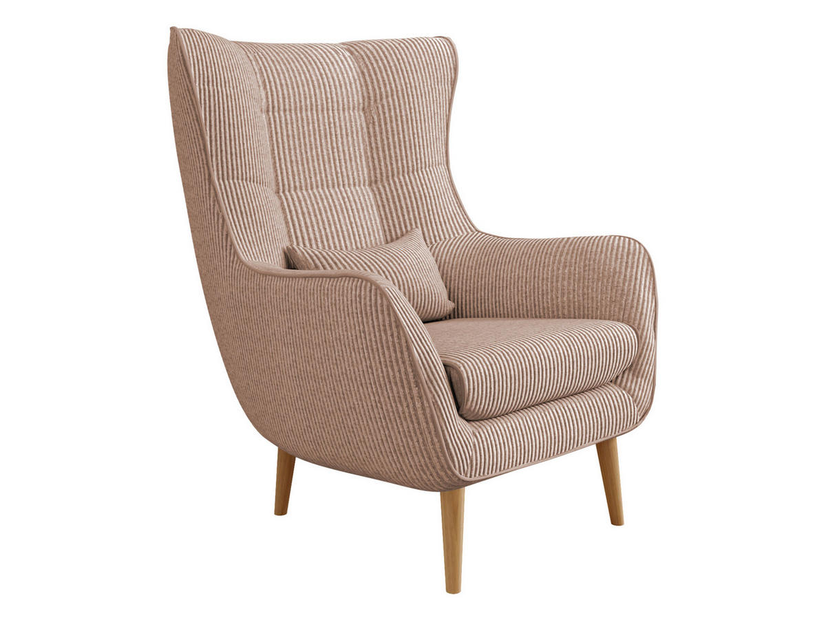 SESSEL Estjano Cord - Hellrosa/Beige, Holz (80/106/95cm) - MIRJAN24