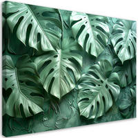 WANDBILD, Grüne Monstera-Blätter - Grün, Textil (45/30cm) - Feeby