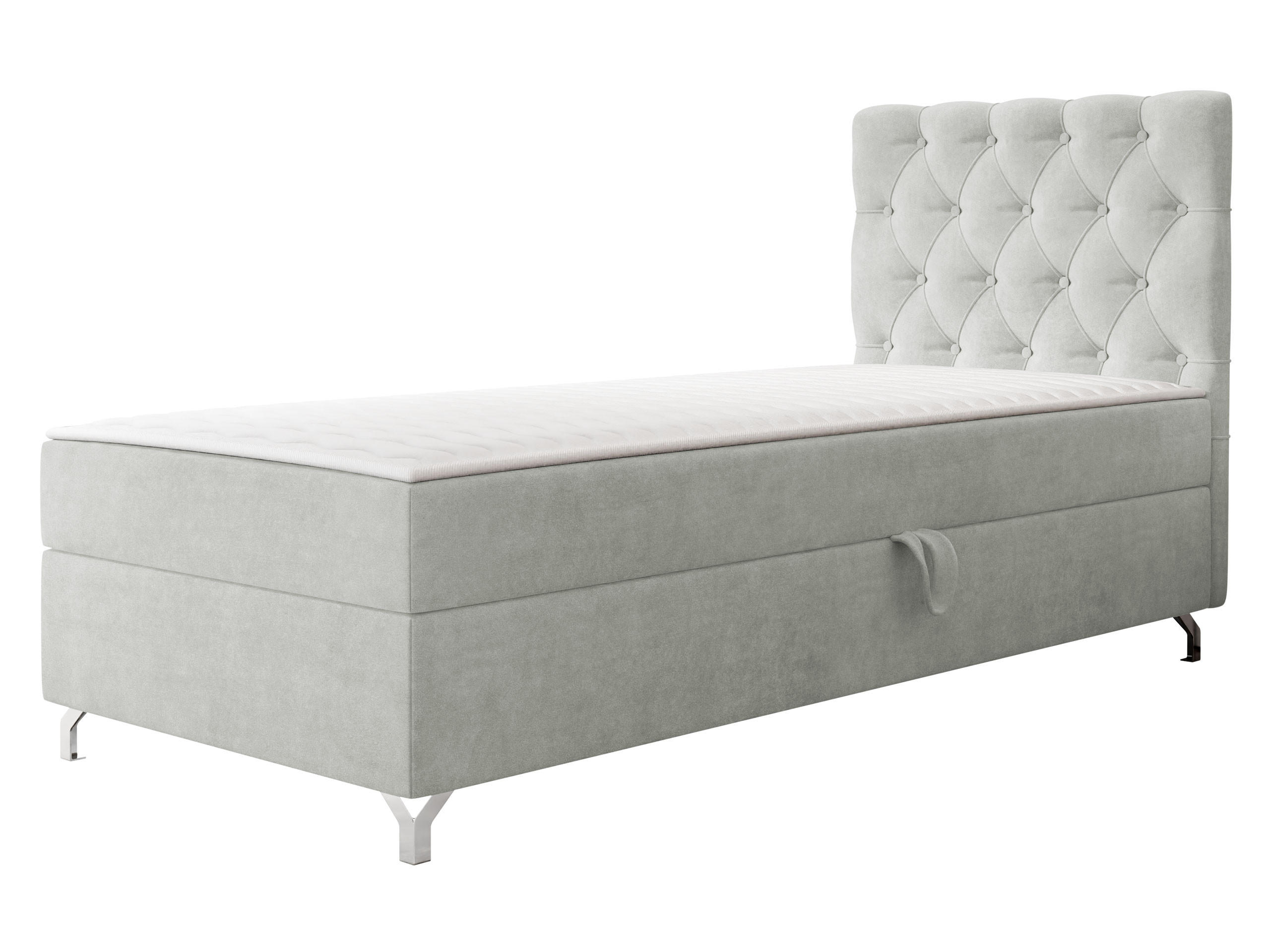 BOXBETT Chester 1, Seite: Rechts - Silberfarben/Hellgrau, Holz/Textil (80/200cm) - MIRJAN24