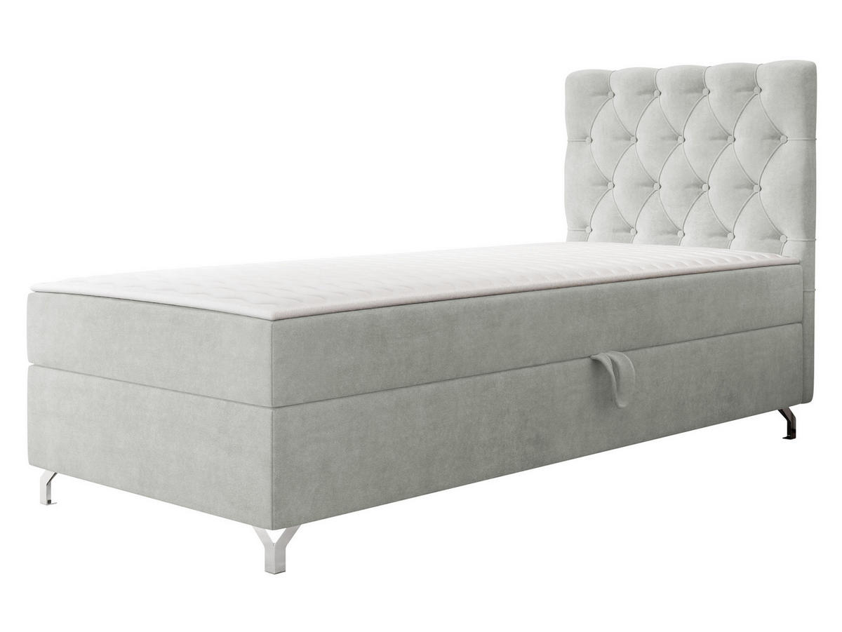 BOXBETT Chester 1, Seite: Rechts - Silberfarben/Hellgrau, Holz/Textil (90/200cm) - MIRJAN24