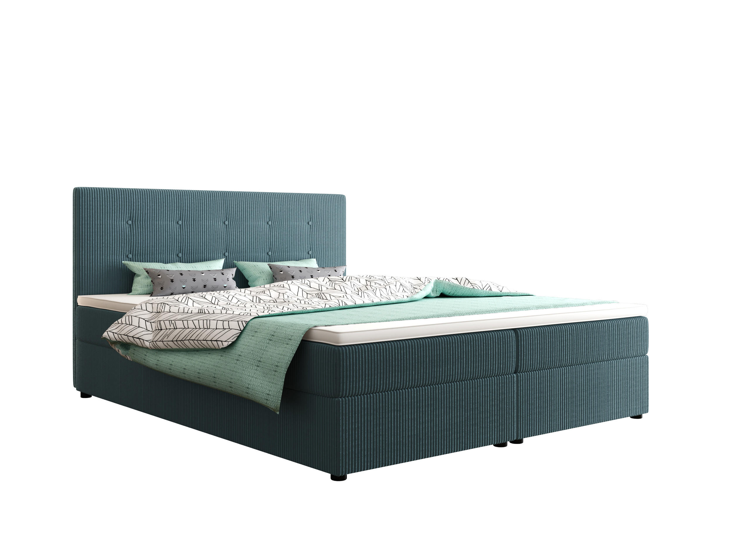BOXBETT FADO 22 mit Matratze H3, Bonell und Topper 180x200 Zoom 14 - Hellblau, Holz/Textil (180/200cm) - Bedante