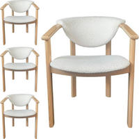 ESSZIMMERSTUHL KALLA 4er Set in Creme Bouclé, massives Buchenholz 58/60/74 cm - Hellbraun/Creme, Holz/Textil (58/72/47cm) - WFL GROUP