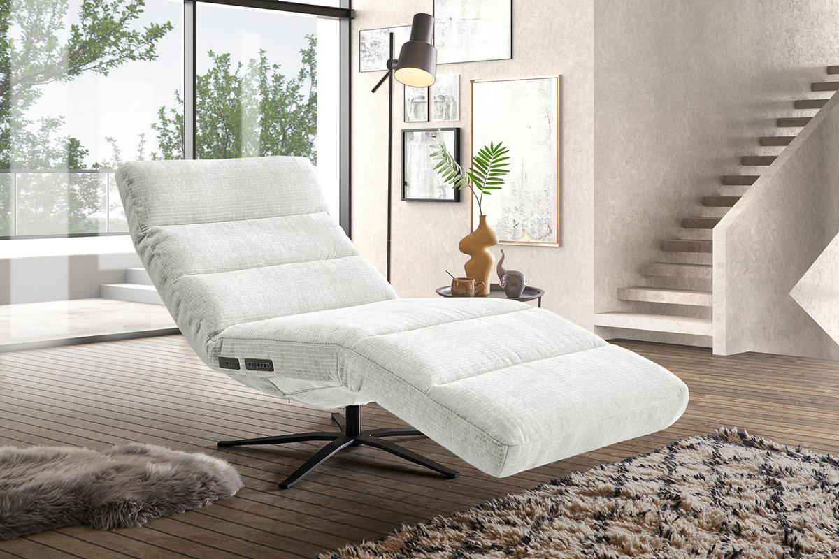 RELAXLIEGE ALINA Weiß Cord - Schwarz/Weiß, Textil/Metall (82/115/156cm) - KAWOLA