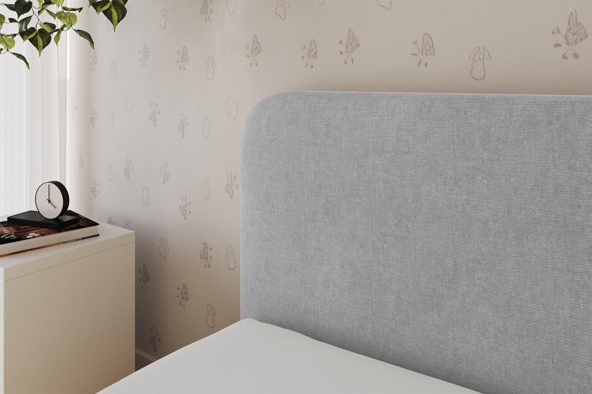 EINZELLBETT Jugendbett mit Bettkasten, Rechts - ALVY 80x200 Grau - Silberfarben, Holzwerkstoff/Textil (80/200cm) - ALTDECOR