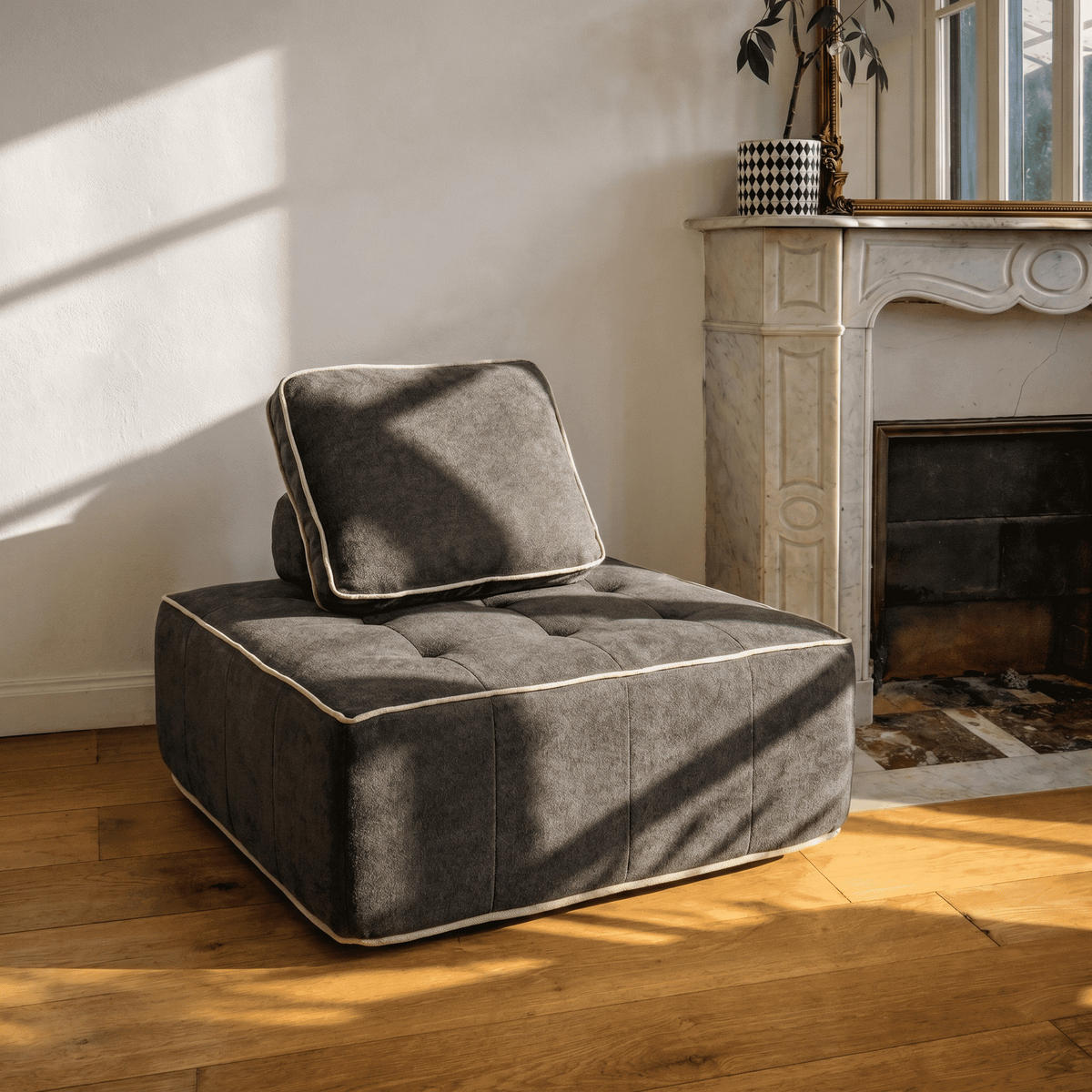SESSEL Zen Schokolade und Sand 1-Sitzer - Dunkelbraun, Textil (100/75/100cm) - COCO Living