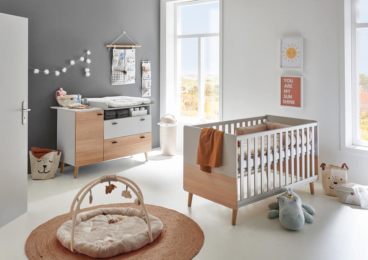 BABYZIMMER Set Lovis 2-teilig - Eichefarben/Hellgrau, Holz/Holzwerkstoff (1/1/1cm) - arthur berndt