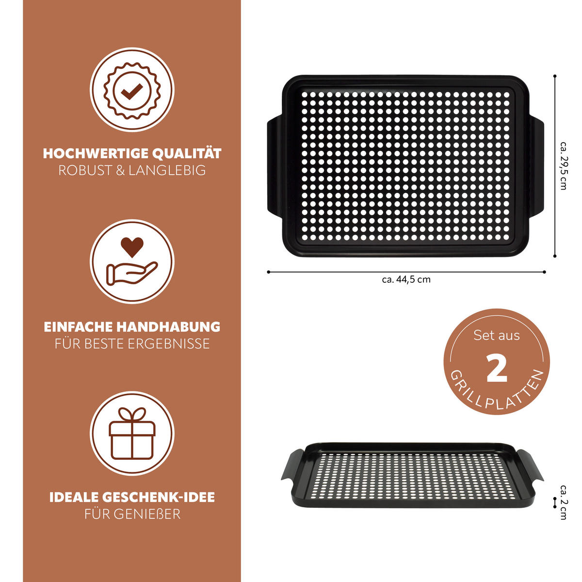 GRILLPLATTE 2er-Set, schwarz - Schwarz, Metall (29.5/3/25.5cm) - bremermann
