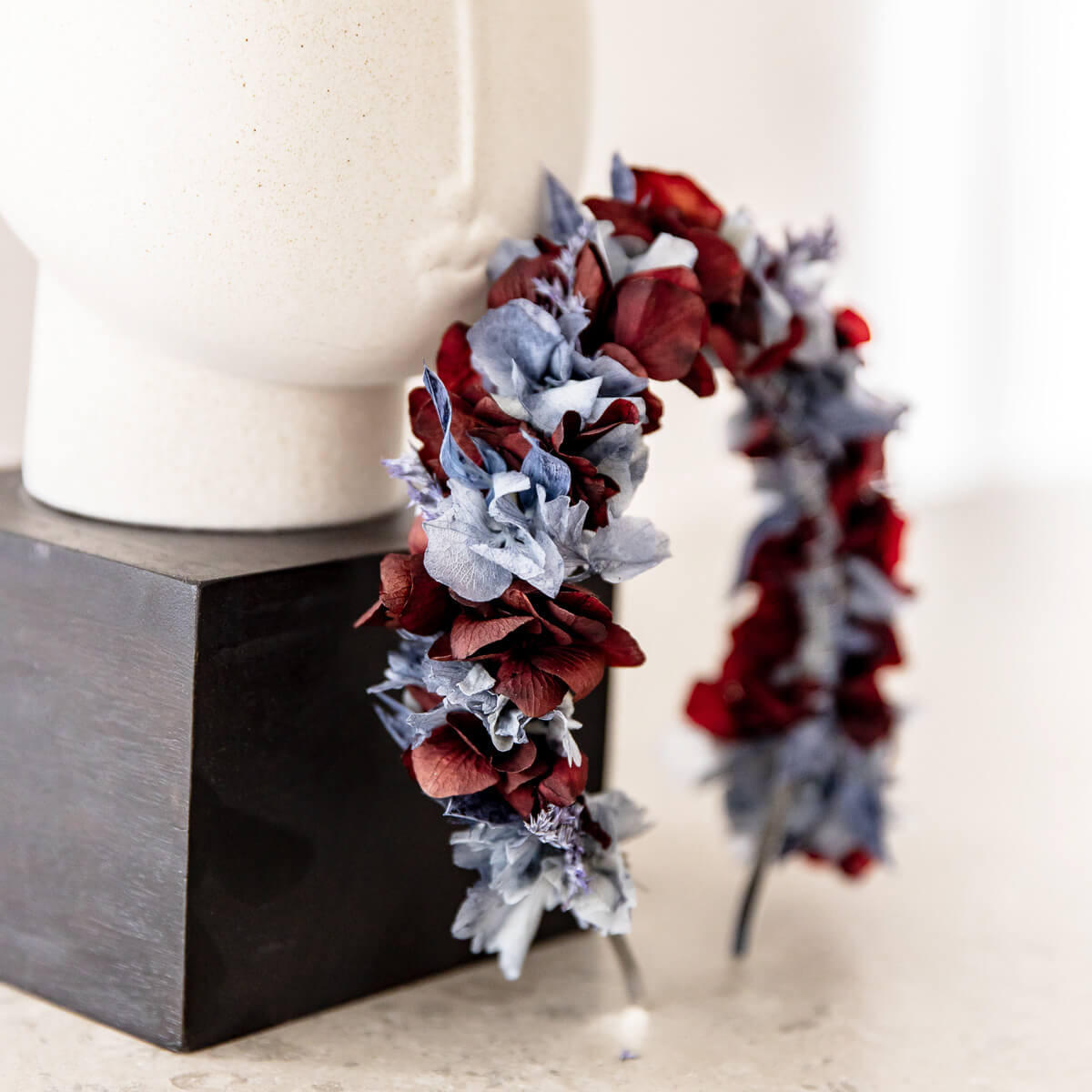 HAARREIF Trockenblumen Hortensie blau rot - bordeaux - Bordeaux, Naturmaterialien (15cm) - Lykke & You
