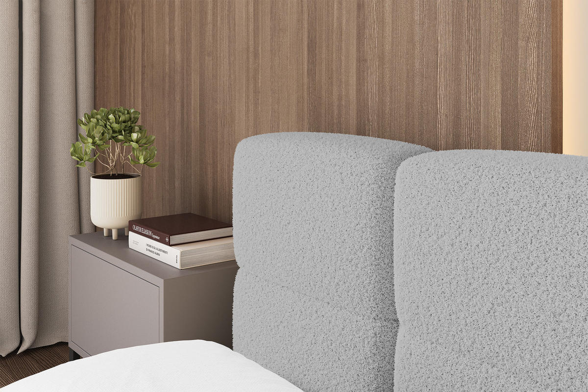POLSTERBETT mit Bettkasten und Lattenrost, Bett mit Matratze H3/H4, Kopfteil, Boxbett, Doppelbett mit Stauraum - NATA-v1 160x200 Hellgrau - Hellgrau, Holzwerkstoff/Textil (160/200cm) - ALTDECOR