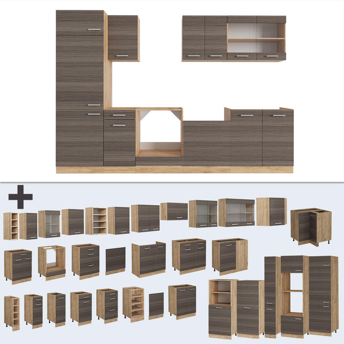 Honigeiche/Grau, Holzwerkstoff (300/81.6/46cm) - Vicco