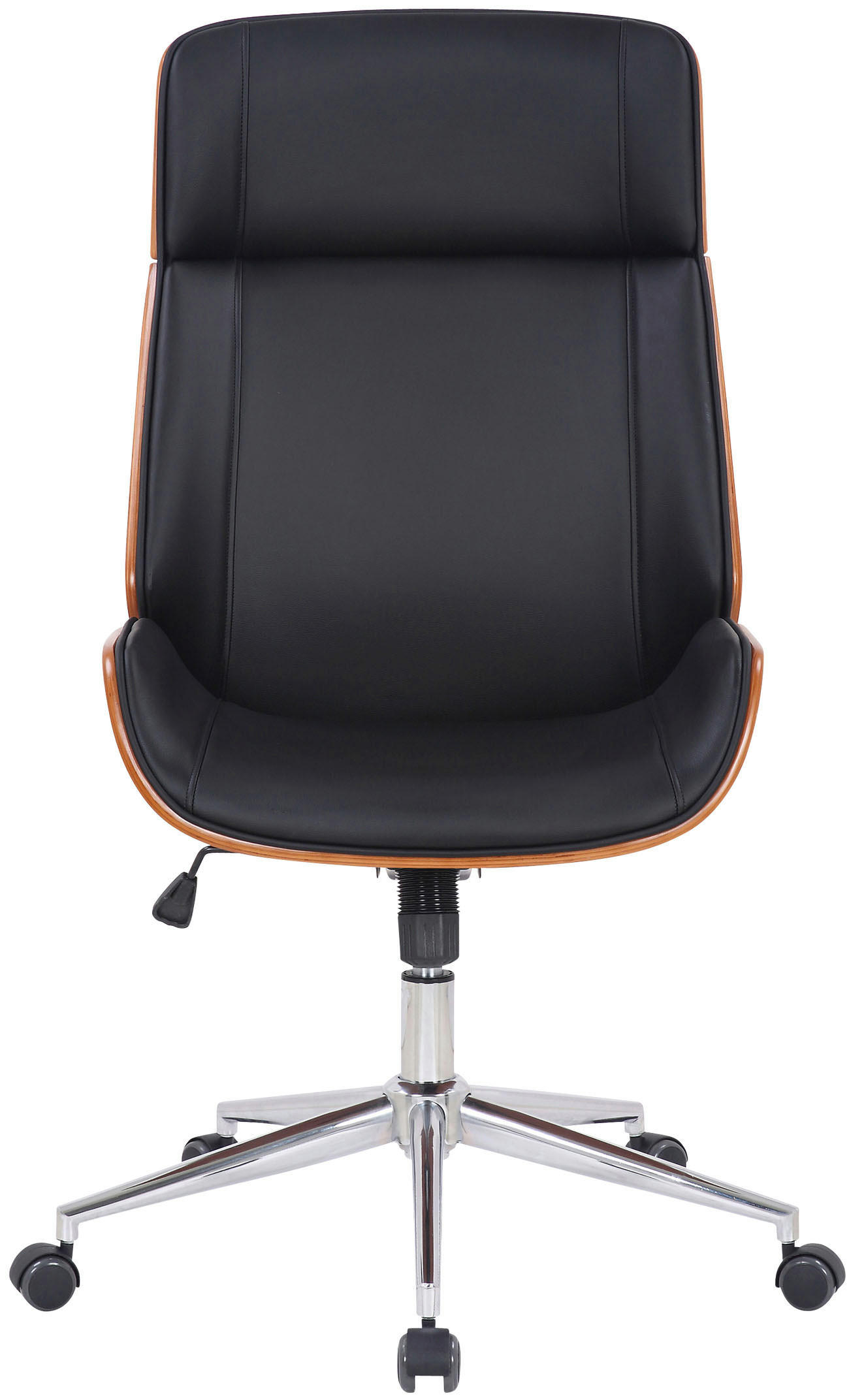 DREHSTUHL Lederlook Walnuss/Schwarz - Chromfarben/Walnussfarben, Textil/Metall (58/110/66cm) - CLP
