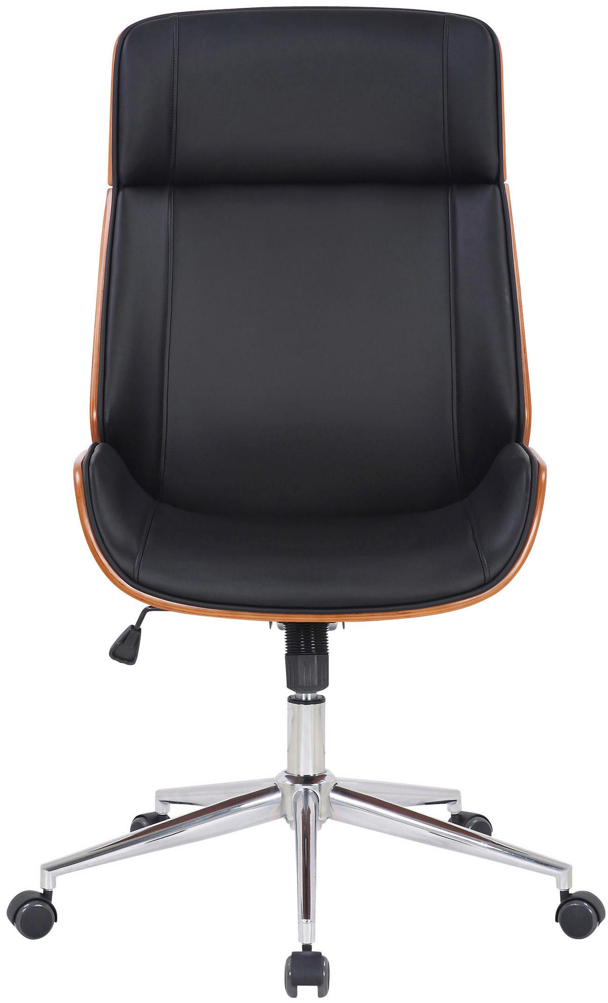 DREHSTUHL Lederlook Walnuss/Schwarz - Chromfarben/Walnussfarben, Textil/Metall (58/110/66cm) - CLP
