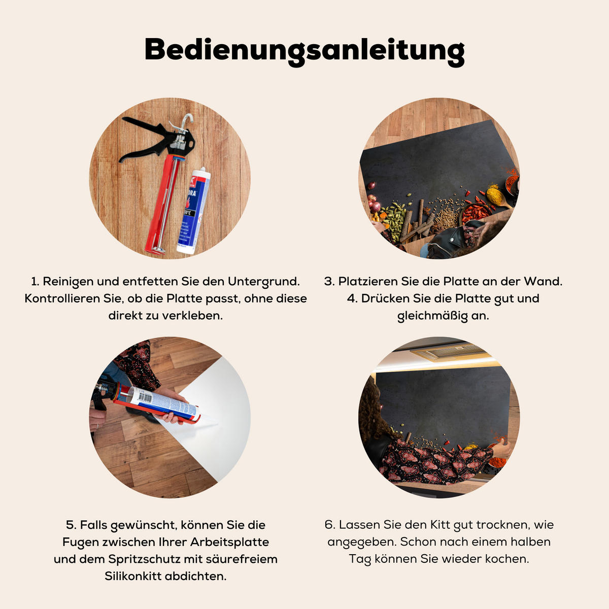 SPRITZSCHUTZ KÜCHE Kräuter - Lebensmittel - Gewürze - Schwarz - Paprika - Zimt 70x50 cm - Currygelb, Metall (70/0.3/50cm) - MuchoWow