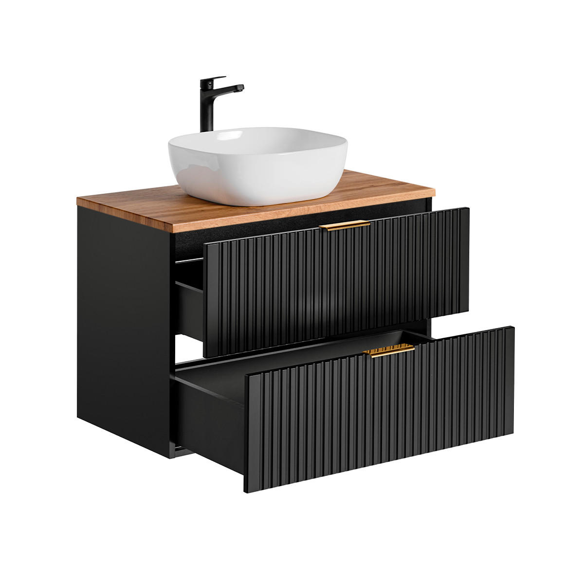 WASCHTISCH 80.6cm Adriel Schwarz - Schwarz, Holzwerkstoff (80.6/59/46cm) - Petits-meubles