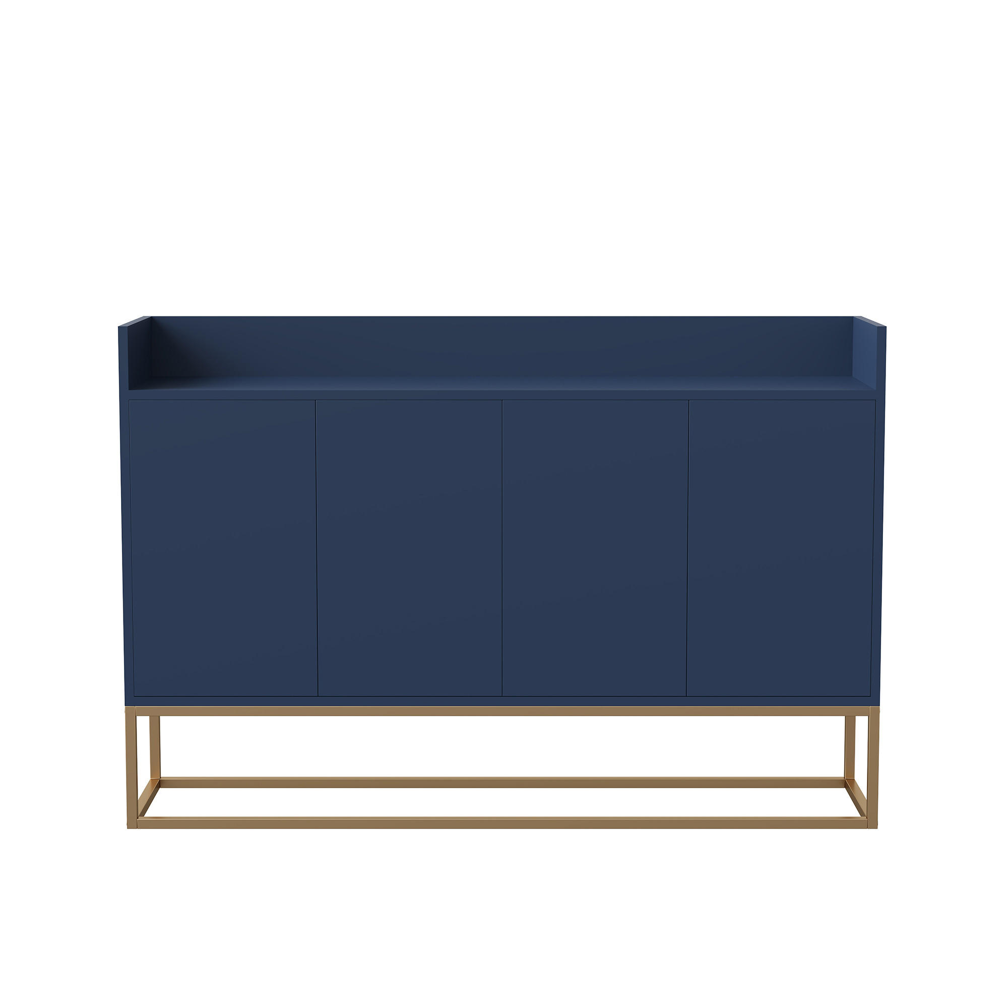 SIDEBOARD, 120/80/30 cm, mit 4 Türen, MDF, blau - Blau, Holz/Metall (120/80/30cm) - GENKI LIVING