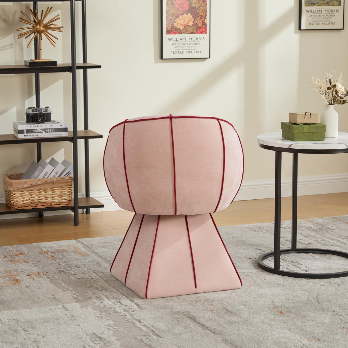 SESSEL 56/54/74,5 cm rosa aus Chenille mit 360°-Drehfunktion - Pink, Textil (54/74.5/56cm) - OKWISH