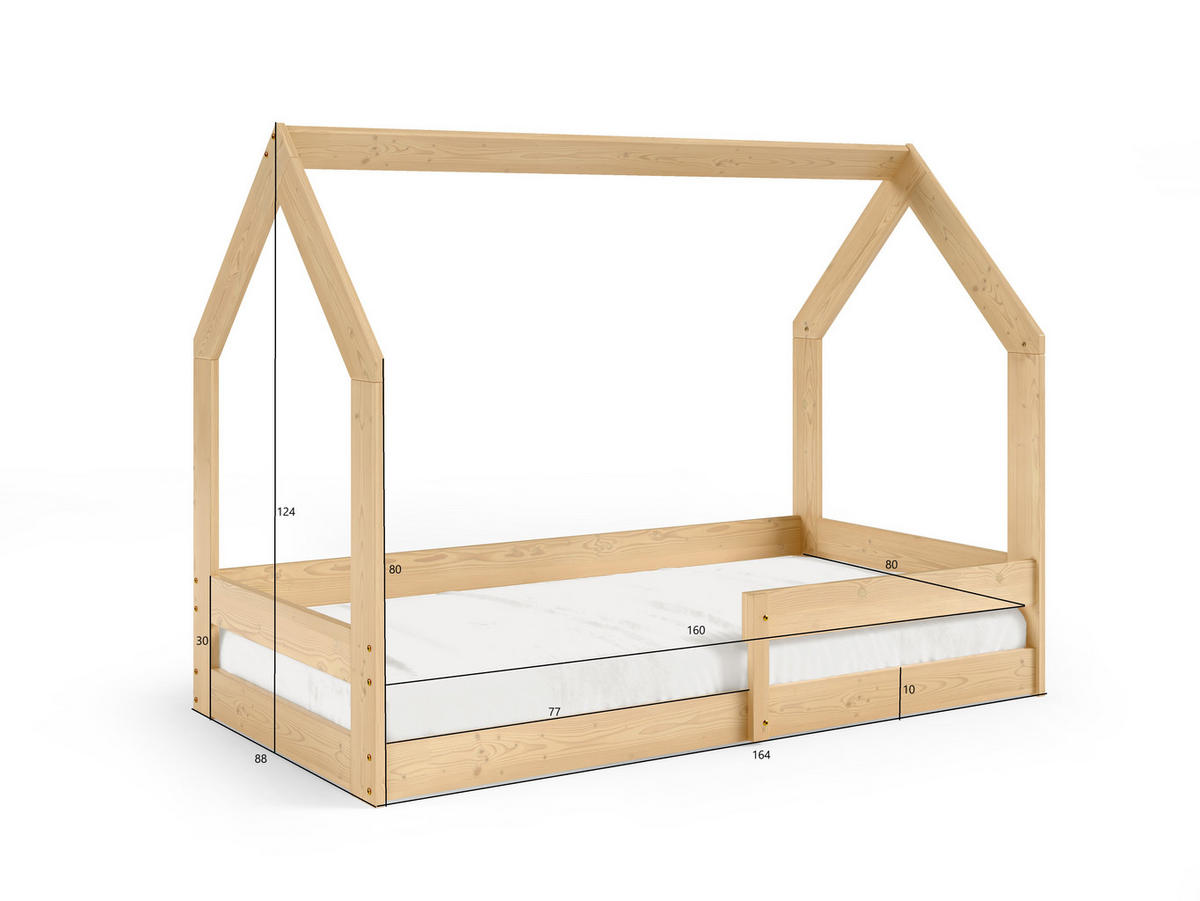 KINDERBETT FLORA 80x160 cm Kieferfarben - Kieferfarben, Holz (80/160cm) - MASSENO