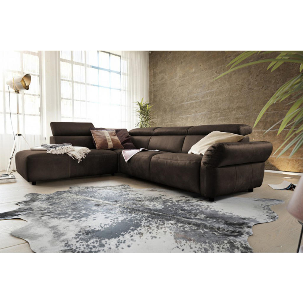 Thumbnail - Kawola Ecksofa, Anthrazit, Leder, 4-Sitzer, Füllung: Schaumstoff, L-Form, 263x240 cm, Wohnzimmer, Sofas & Couches, Wohnl...