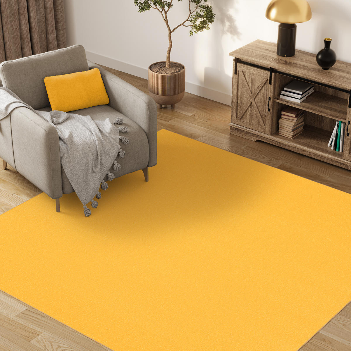 TEPPICH MONO SQUARE Gelb 200/200 cm - Gelb, Kunststoff (200/200cm) - Tapiso