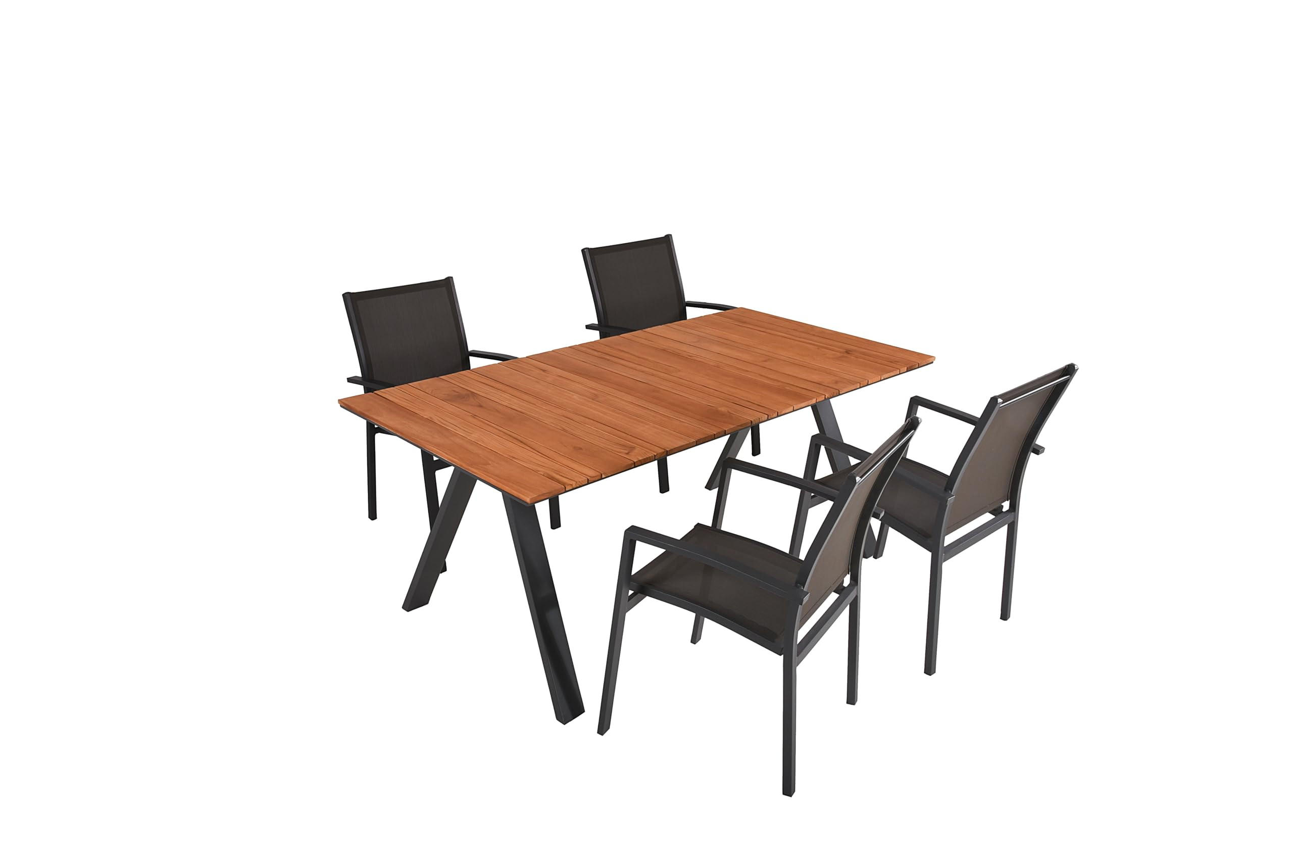 GARTEN-SITZGRUPPE Georg 5-teilig Gartenmöbel-Set - Dunkelgrau, Holz - DELUKE