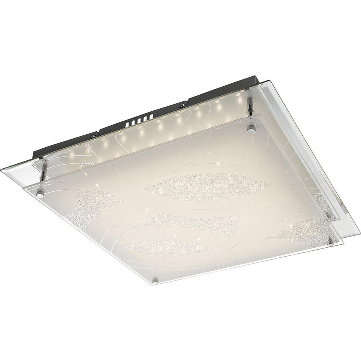 LED DECKENLEUCHTE Chrom Glas Silber - Silberfarben, Glas (43/43/8cm) - Globo Lighting