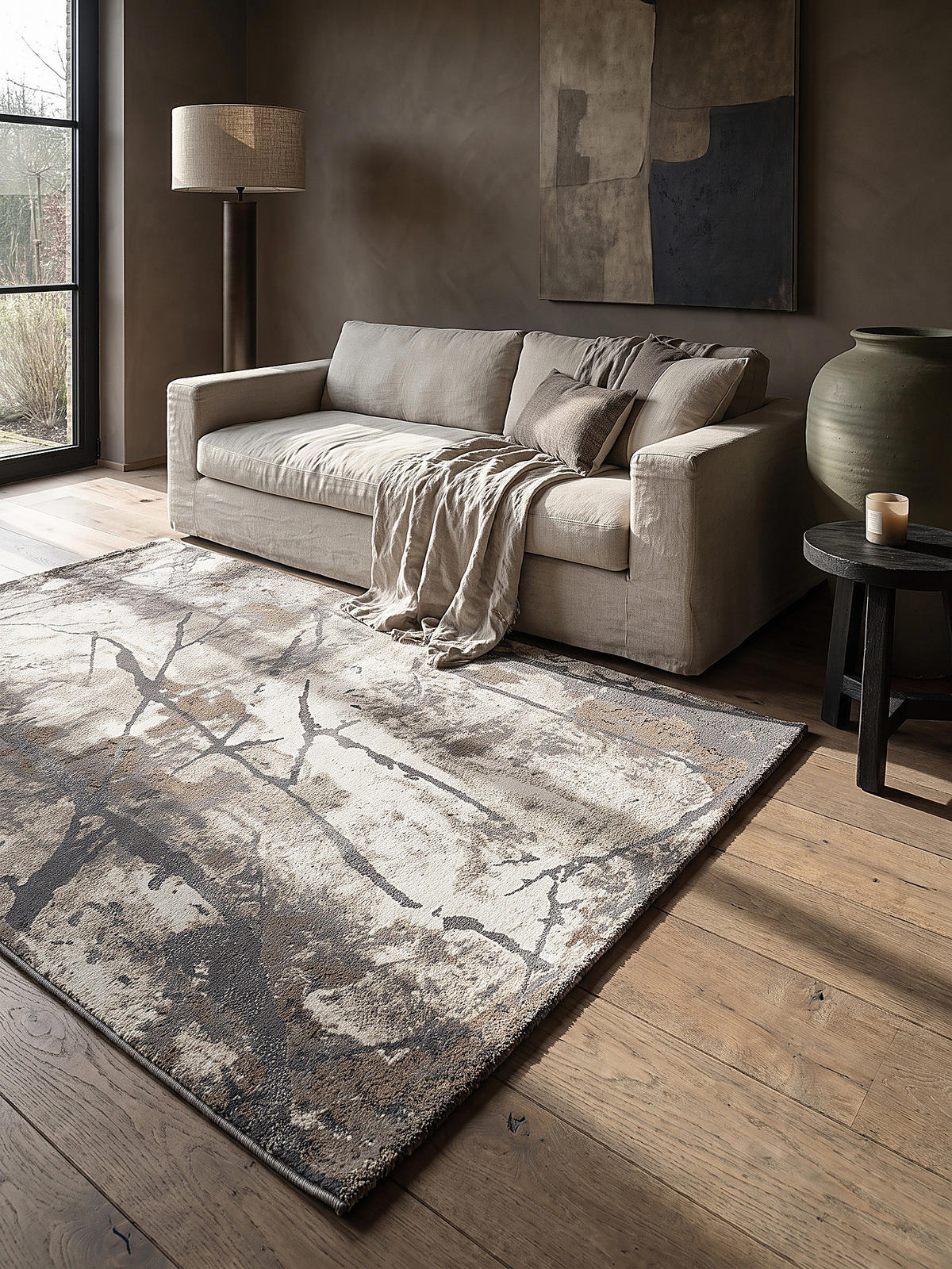 TEPPICH Kurzflor OGLIO Abstrakt Polypropylen-Polyester Natur 160 x 230 cm - Beige, Textil (160/230cm) - KADIMA DESIGN