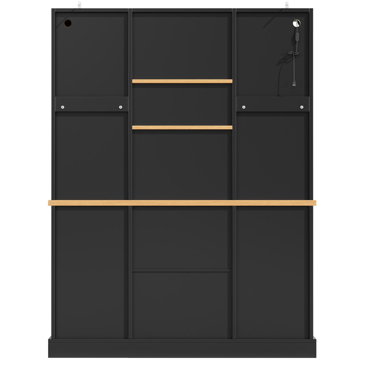 BUFFET DE-38453 140/40/185 cm mit LED-Beleuchtung und Arbeitsplatte Schwarz - Schwarz, Holzwerkstoff (140/185/40cm) - ComfortXL