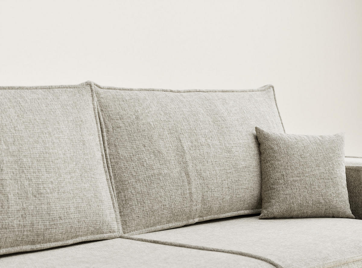 SOFA MIT SCHLAFFUNKTION Milos Beige Chenille-Stoff - Beige/Schwarz, Holz/Holzwerkstoff (255/70/105cm) - Maison de Reve