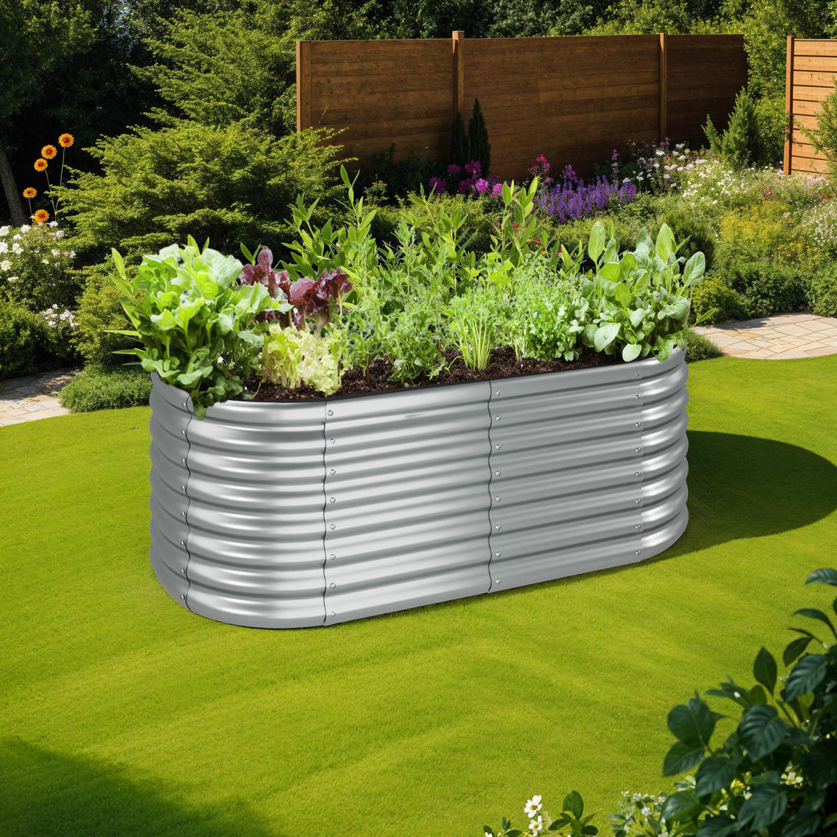 HOCHBEET Flormma,160 x 80 x 60 cm,silber - Silberfarben, Metall (160/60/80cm) - tectake