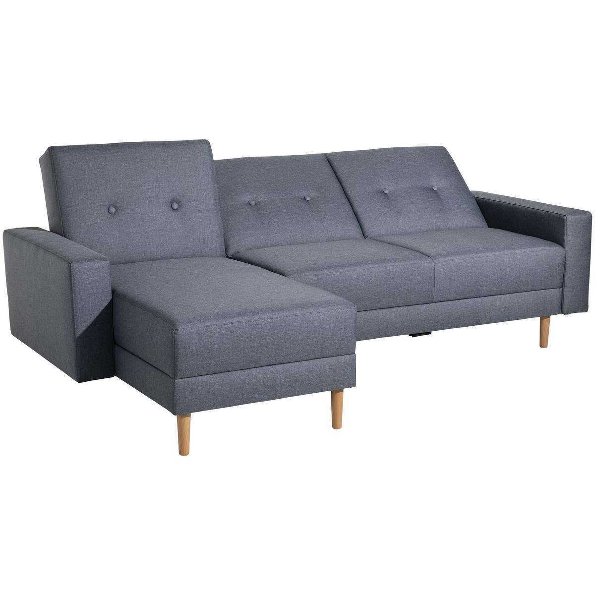 FUNKTIONSSOFA mit Hocker Kattie Flachgewebe denim - Flieder, Kunststoff (144/230cm) - 58aufmkessel