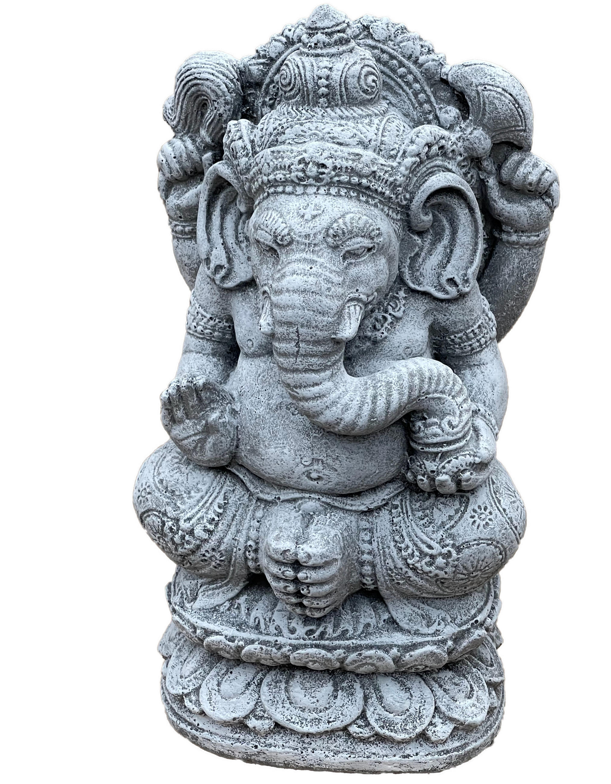 STEINFIGUR Ganesha frostfest Steinguss massiv - Grau, Stein (19/35/16cm) - stoneandstyle