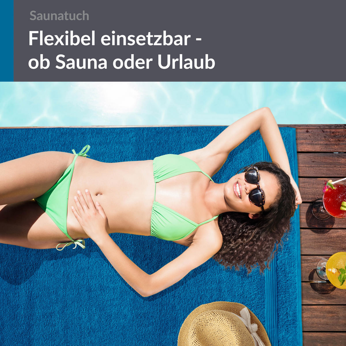 BADETUCH Linz Petrol Blau 100x200 cm - Petrol, Textil (100/200cm) - Lashuma