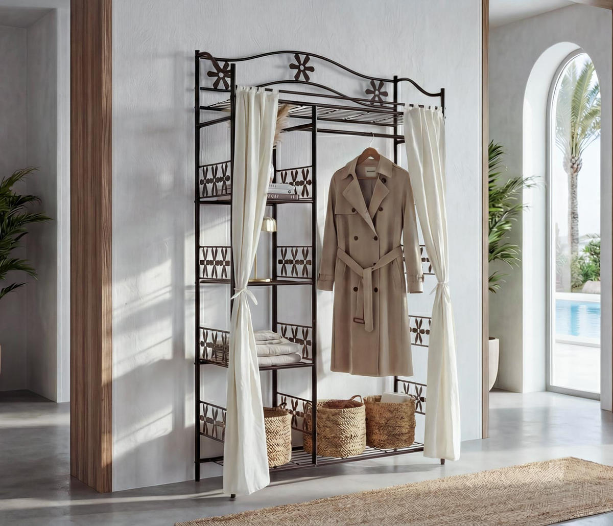 METALL-GARDEROBE MIT VORHANG Schwarz - Schwarz, Metall (100/172/43cm) - MCW