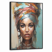LEINWAND Bilder mit Rahmen - Frau - Kunst - Schmuck - Porträt - 70x100 - Blaugrau, Textil (70/100cm) - MuchoWow