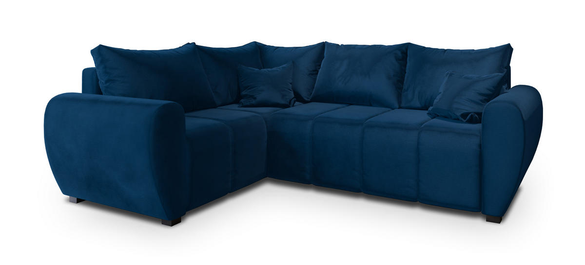 ROHOVÁ SEDAČKA MADISON modrá - modrá/černá, dřevo/textil (235/175cm) - MASSENO