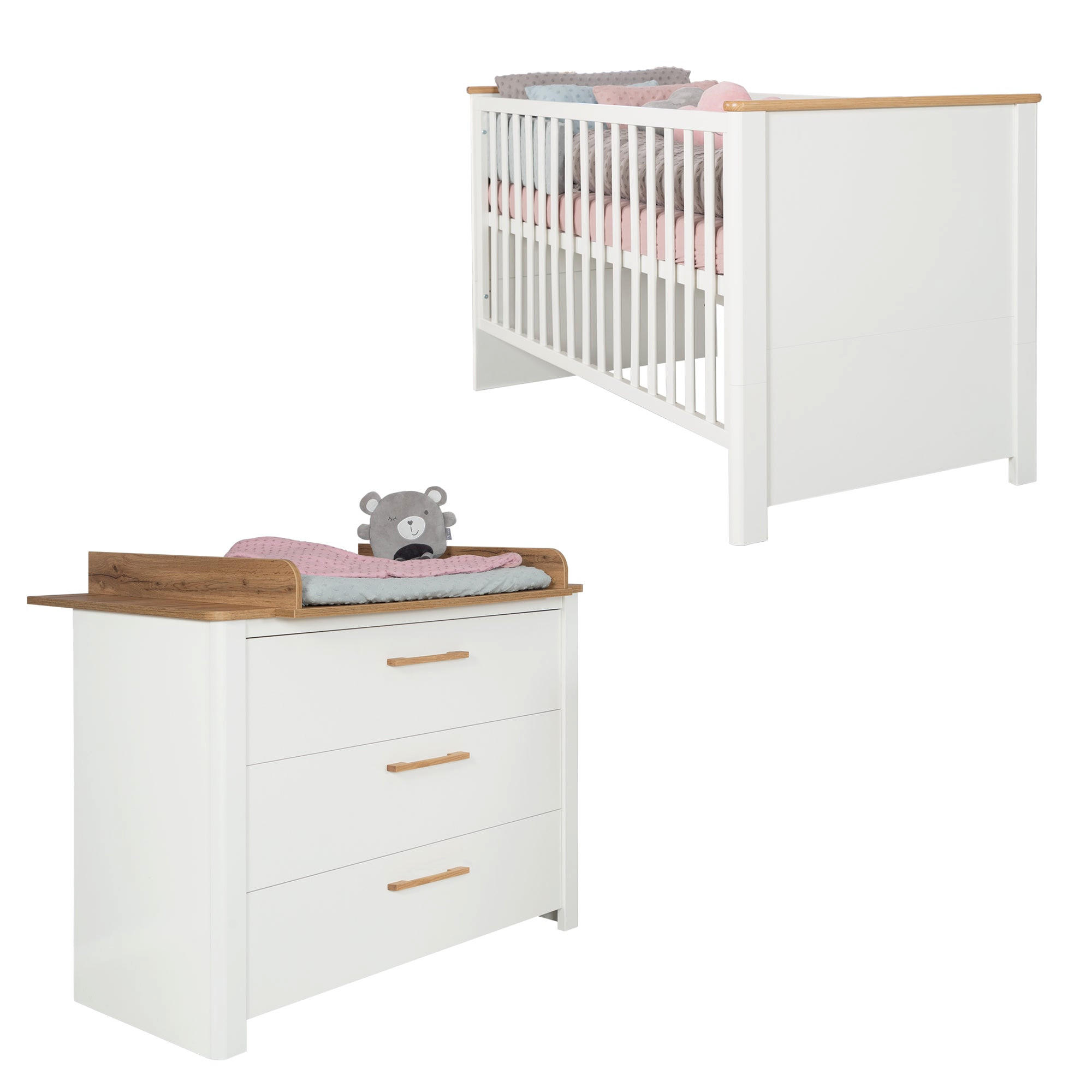 BABYZIMMER-SET Ava, 2-teilig - Weiß, Holzwerkstoff (78/83.5/143cm) - Roba