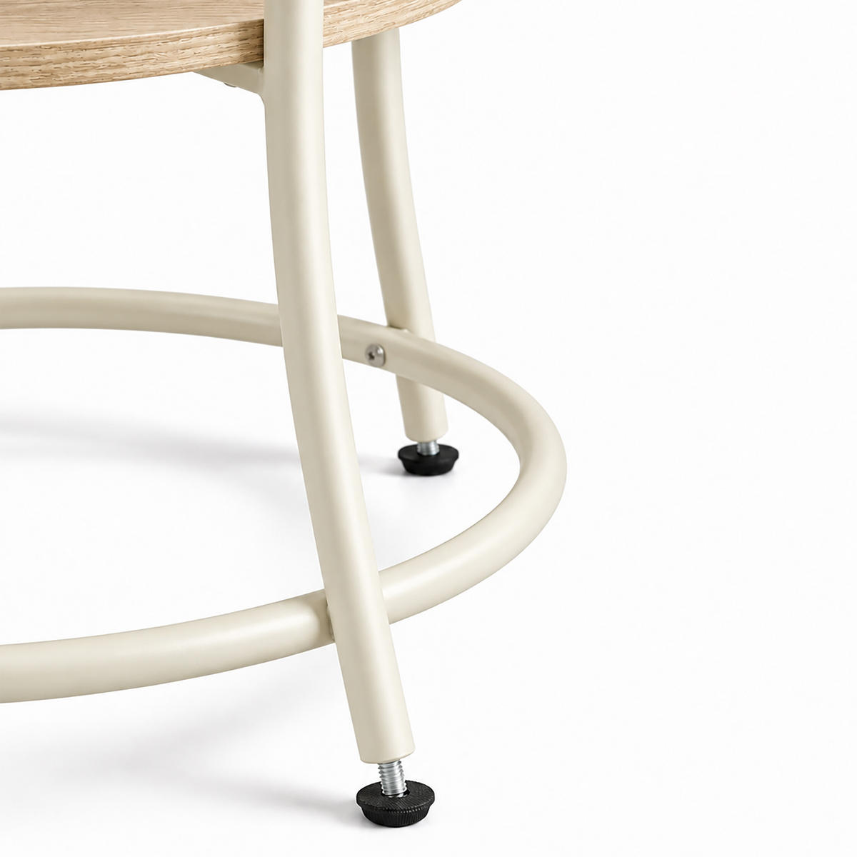 BEISTELLTISCH Creme rund 2 Ablagen 55x55 cm - Creme, Holzwerkstoff/Metall (55/55/55cm) - Relaxdays