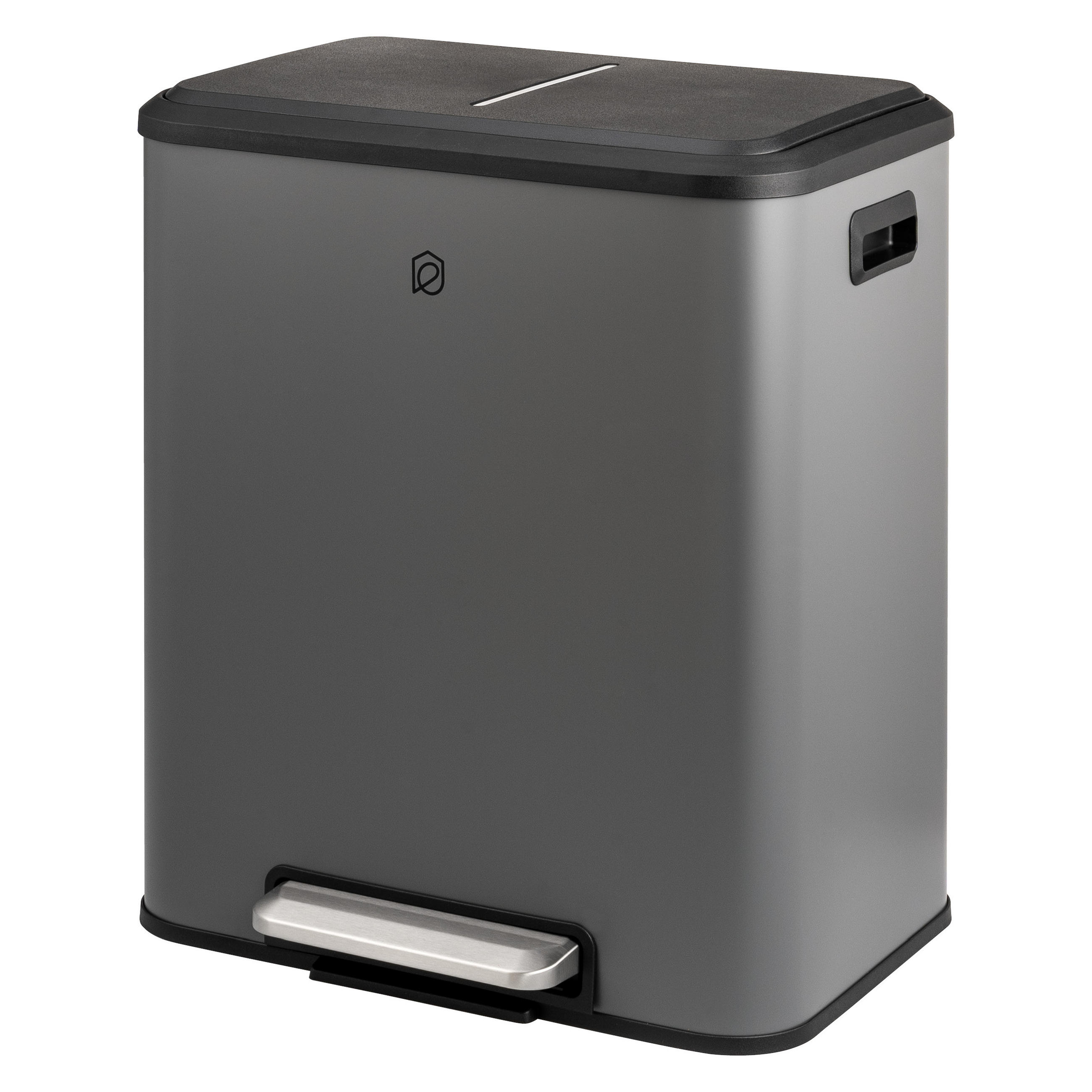 ABFALLEIMER 30 Liter, grau - Grau, Metall (42.5/50/33.5cm) - eluno