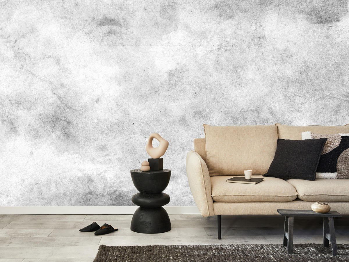 FOTOTAPETE für Wohnzimmer Grauer Beton Minimalismus Loft 300x210 - Weiß/Grau, Papier (300/210cm) - Muralo